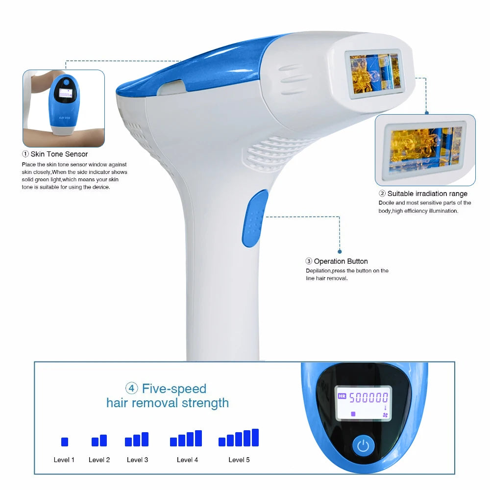 Mlay T3 IPL Hair removal Epilator a Laser Permanent Malay Hair Removal Machine Body Electric depilador a Laser 500000 Flashes