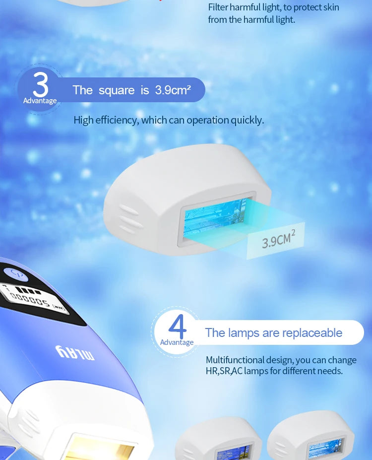 Mlay T3 IPL Hair removal Epilator a Laser Permanent Malay Hair Removal Machine  Body Electric depilador a Laser 500000 Flashes